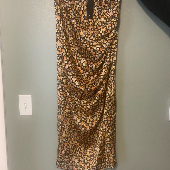 Satin Floral Midi Skirt - lulus size small - Picture 2 of 7